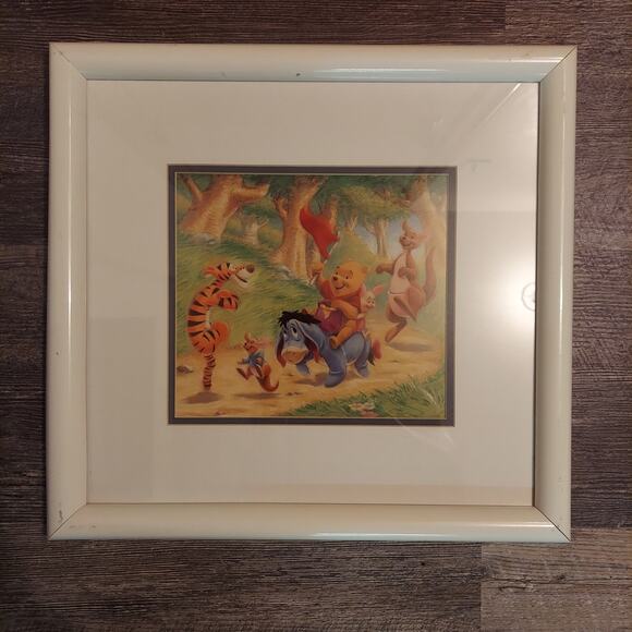 Marlin Art Disney Pooh's Afternoon Fun Lithograph Matted in 17" x 18" Frame - Picture 1 of 4